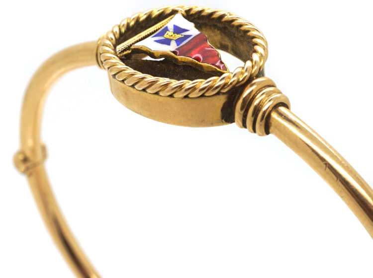 Edwardian 15ct Gold Bangle with Naval Flag Motif