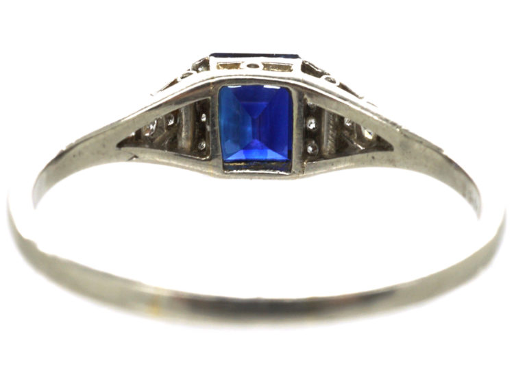 Art Deco Platinum, Sapphire & Diamond Ring