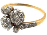 Edwardian 18ct Gold & Platinum Double Cluster Ring