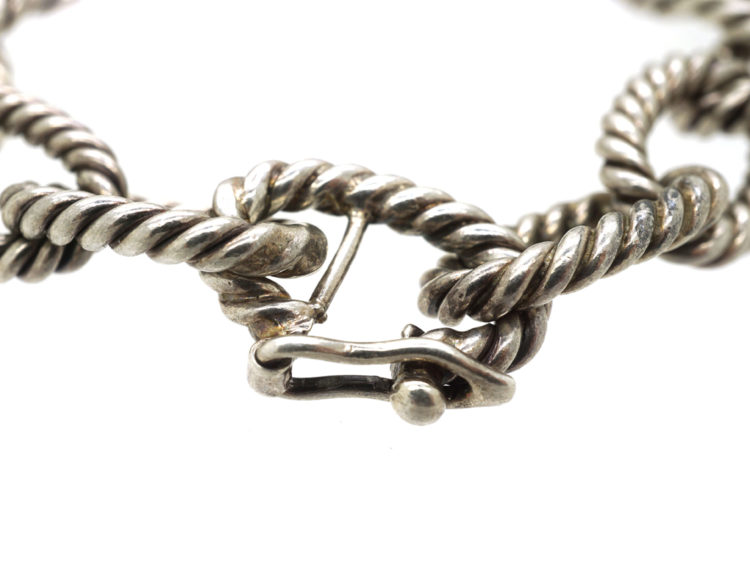 Silver Rope Design Curb Bracelet