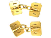 Art Deco 18ct Gold & Platinum, Lapis & Diamond Rectangular Cufflinks