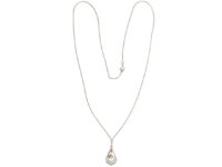 French 18ct White & Yellow Gold Art Deco Diamond Pendant on 18ct White Gold Chain
