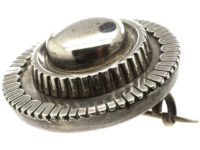 Victorian Round Silver Brooch with Locket Back