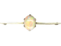 Art Deco 15ct Gold & Opal Bar Brooch