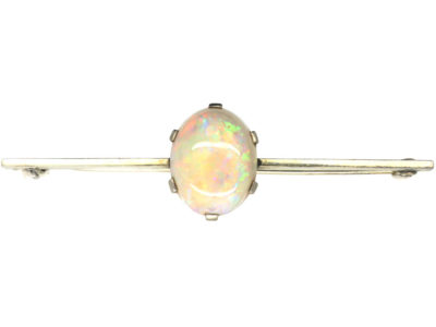 Art Deco 15ct Gold & Opal Bar Brooch