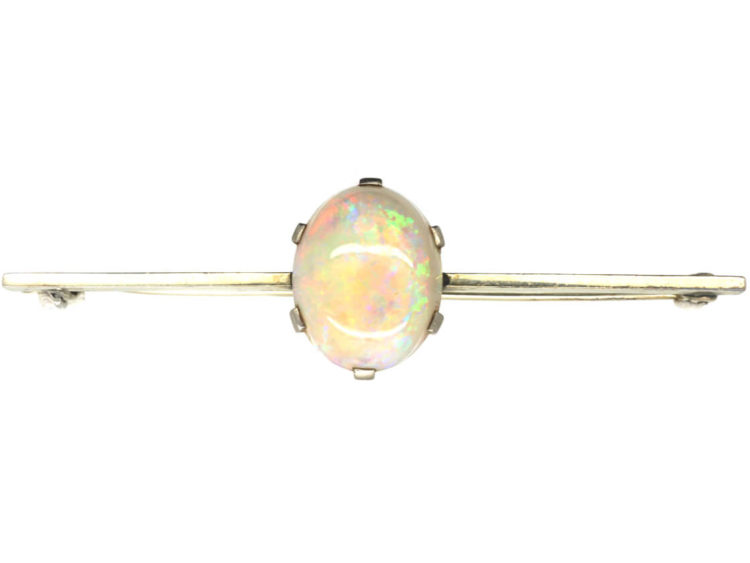 Art Deco 15ct Gold & Opal Bar Brooch
