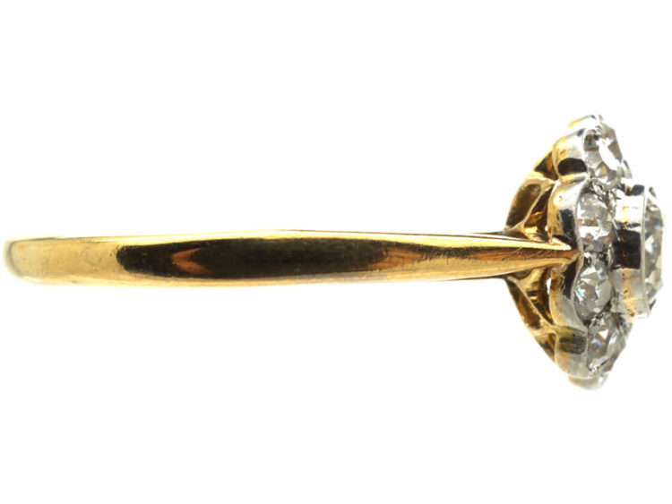 Edwardian 18ct Gold & Platinum, Diamond Daisy Cluster Ring
