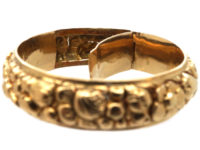 Georgian 18ct Gold Repoussé Band Ring with Hidden Locket Compartment