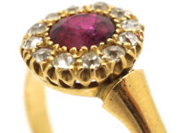 Edwardian 18ct Gold, Ruby & Diamond Cluster Ring