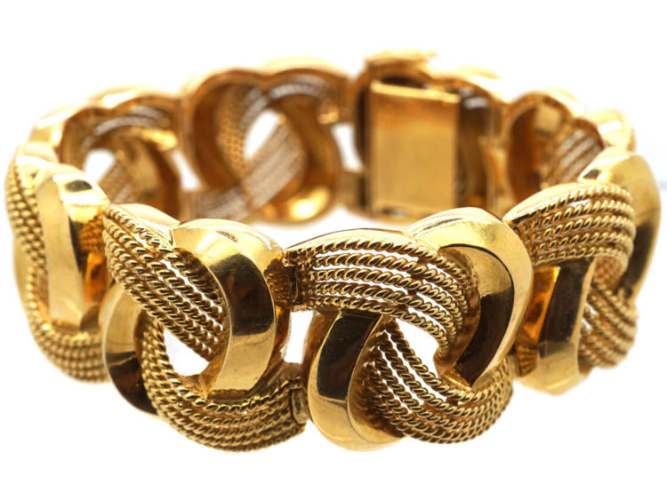 French 18ct Gold Interwoven Design Bracelet in Original Case