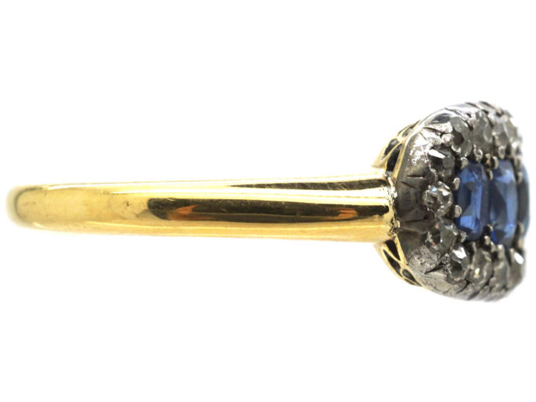 Victorian 18ct Gold Five Stone Sapphire & Diamond Ring