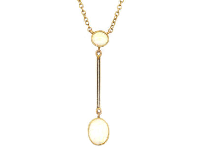 Art Deco 9ct Gold & Opal Pendant on Chain