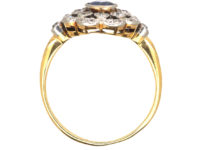 Edwardian 18ct Gold & Platinum, Sapphire & Diamond Cluster Ring