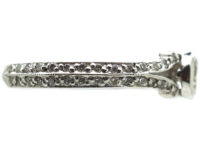 18ct White Gold Solitaire Diamond Ring with Pave Set Diamond Shoulders