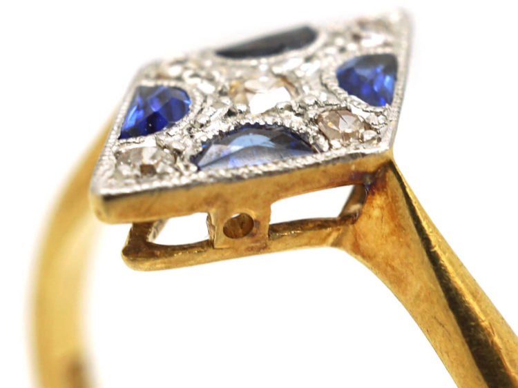 Art Deco Sapphire & Diamond, Diamond Shaped Ring