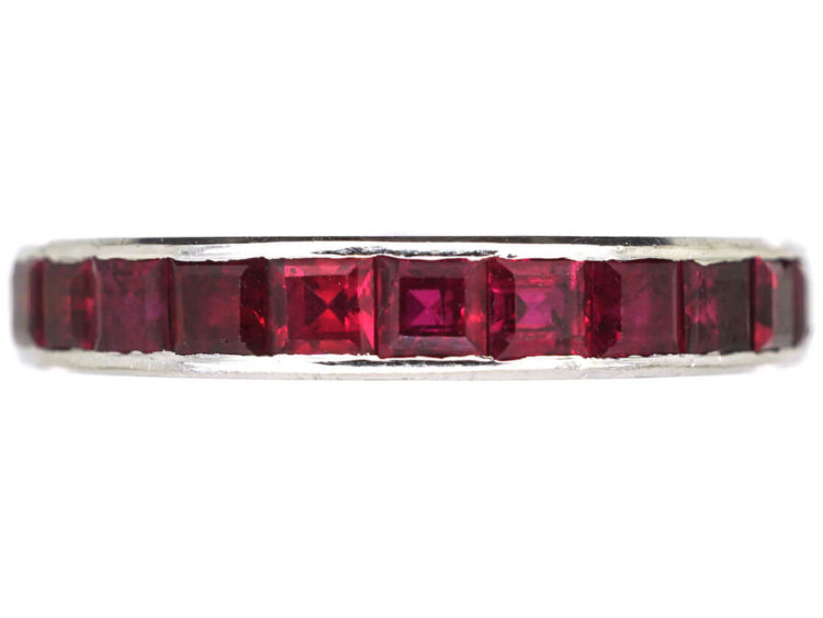 Retro 18ct White Gold & Ruby Eternity Ring