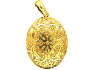Victorian 18ct Gold Oval Locket in Original Case