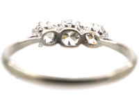 Art Deco Platinum, Three Stone Diamond Ring