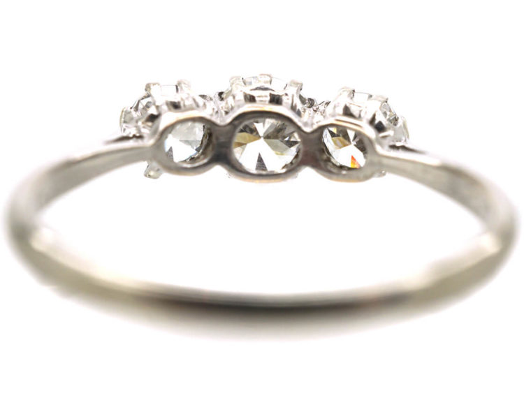 Art Deco Platinum, Three Stone Diamond Ring