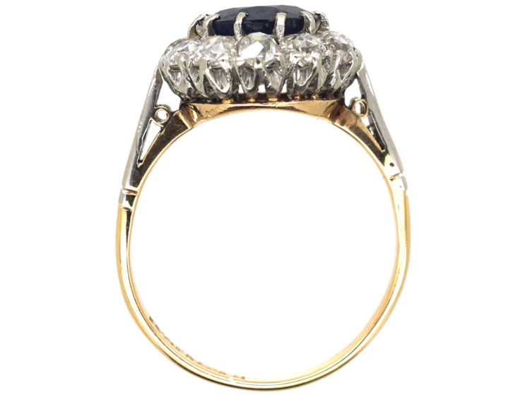 18ct Gold & Platinum, Sapphire & Diamond Cluster Ring
