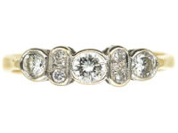 18ct Gold & Diamond Three Stone Ring with Small Diamonds In Between