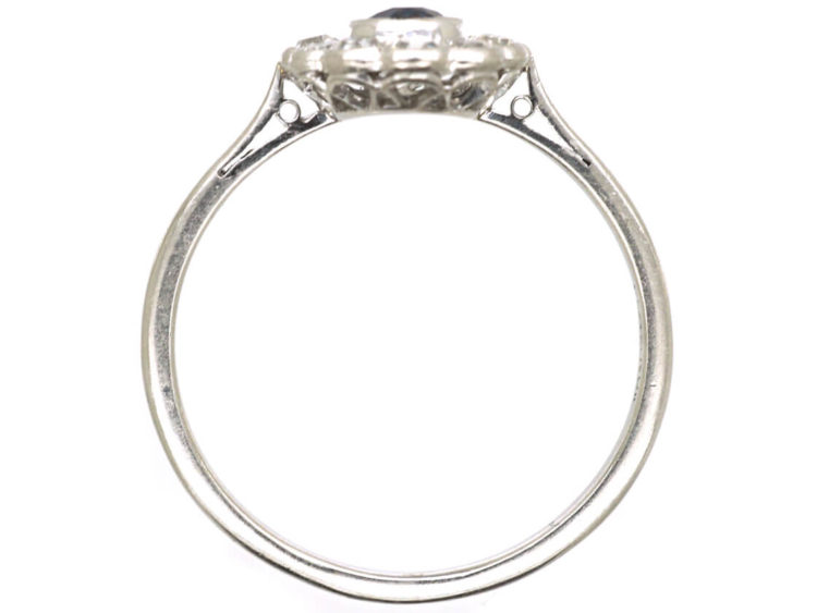 Edwardian Platinum, Sapphire & Diamond Oval Cluster Ring