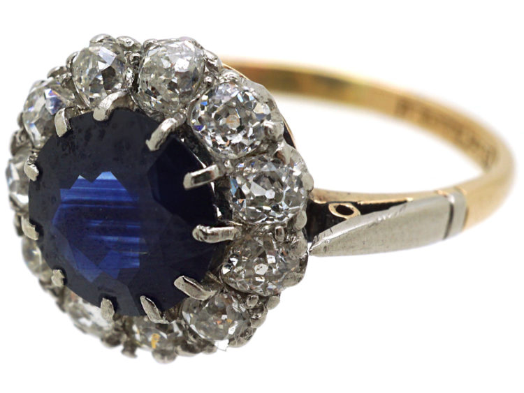 18ct Gold & Platinum, Sapphire & Diamond Cluster Ring