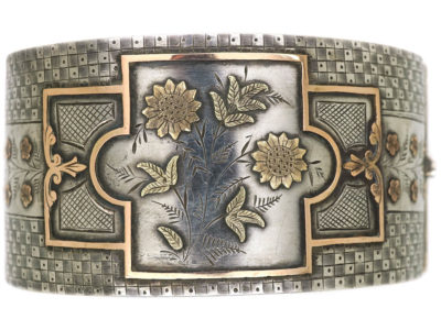 Victorian Silver & Two Colour Gold Overlay Bangle