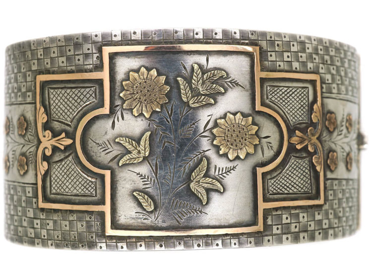 Victorian Silver & Two Colour Gold Overlay Bangle