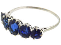Art Deco Platinum, Five Stone Sapphire Ring
