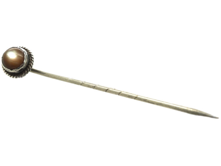 Edwardian Silver & Mother of Pearl Tie Pin