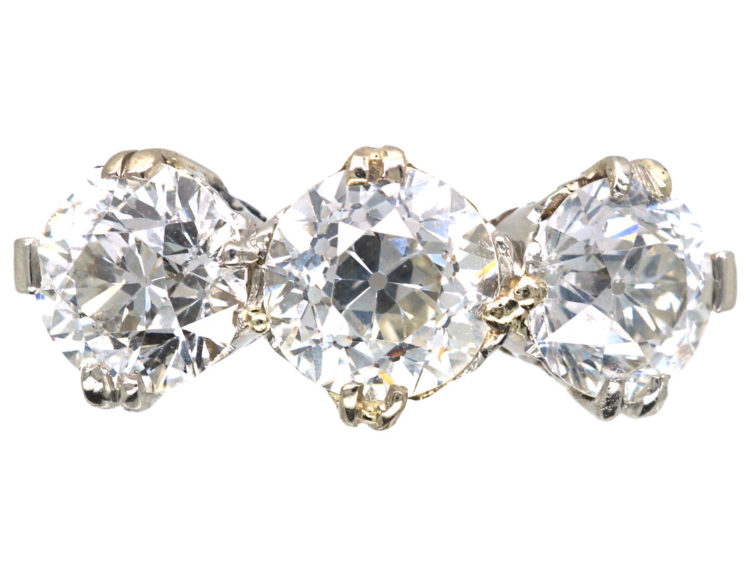 Art Deco Platinum Three Stone Diamond Ring