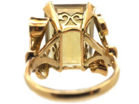 Retro 18ct Gold & Large Rectangular Citrine Ring