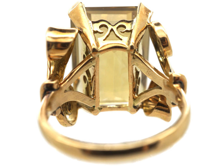 Retro 18ct Gold & Large Rectangular Citrine Ring