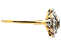 Edwardian 18ct Gold & Platinum, Sapphire & Diamond Cluster Ring