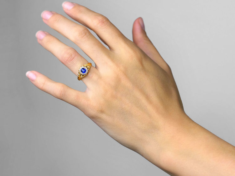 Victorian 18ct Gold, Sapphire & Diamond Cluster Ring