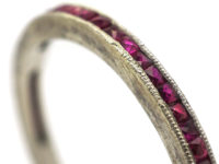 Art Deco Platinum Narrow French Cut Ruby Eternity Ring