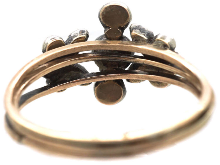 Georgian Triple Band Rose Diamond Opening Ring