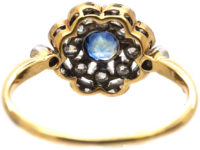 Edwardian 18ct Gold & Platinum, Sapphire & Diamond Cluster Ring