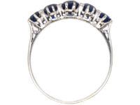 Art Deco Platinum, Five Stone Sapphire Ring