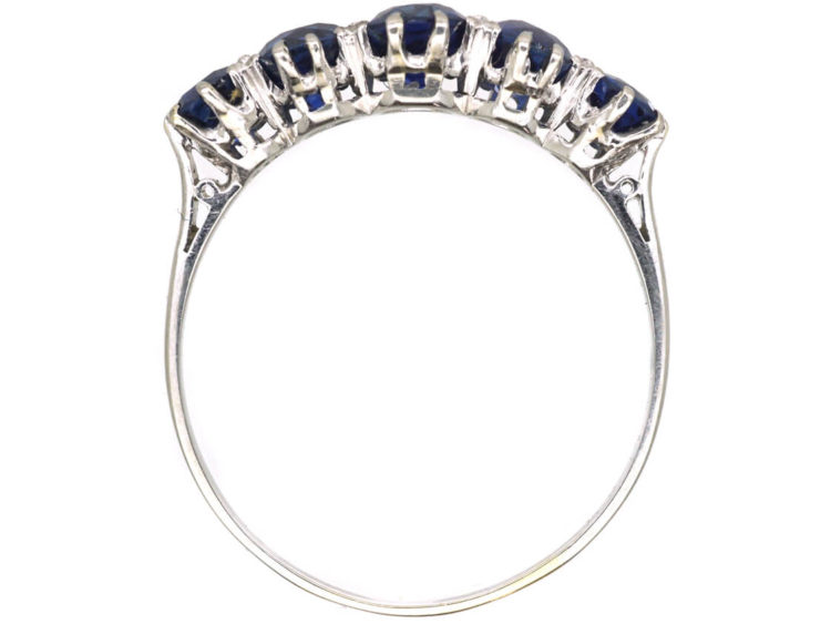Art Deco Platinum, Five Stone Sapphire Ring