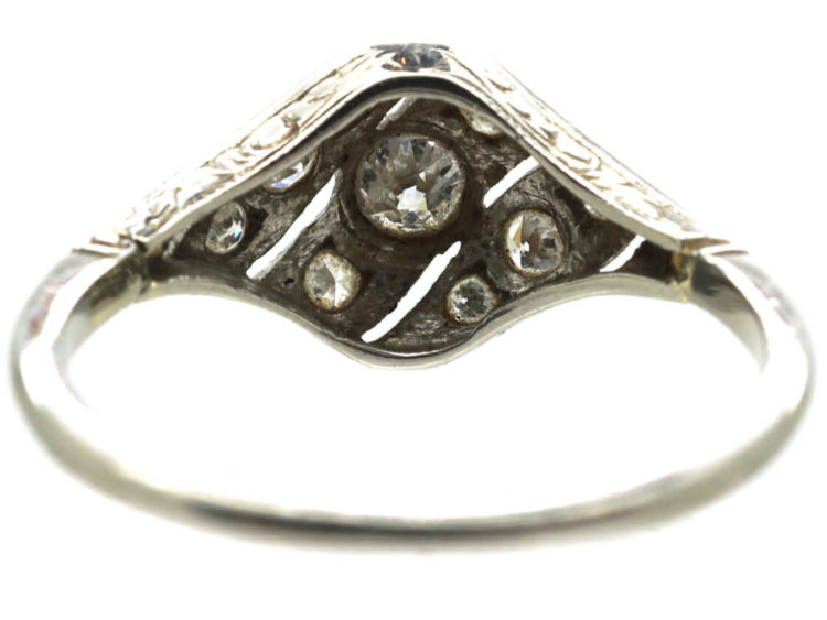 Art Deco Platinum & Diamond Twist Ring