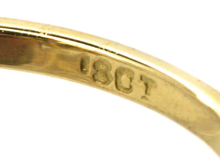 Art Deco 18ct White & Yellow Gold, Sapphire & Diamond Oval Cluster Ring