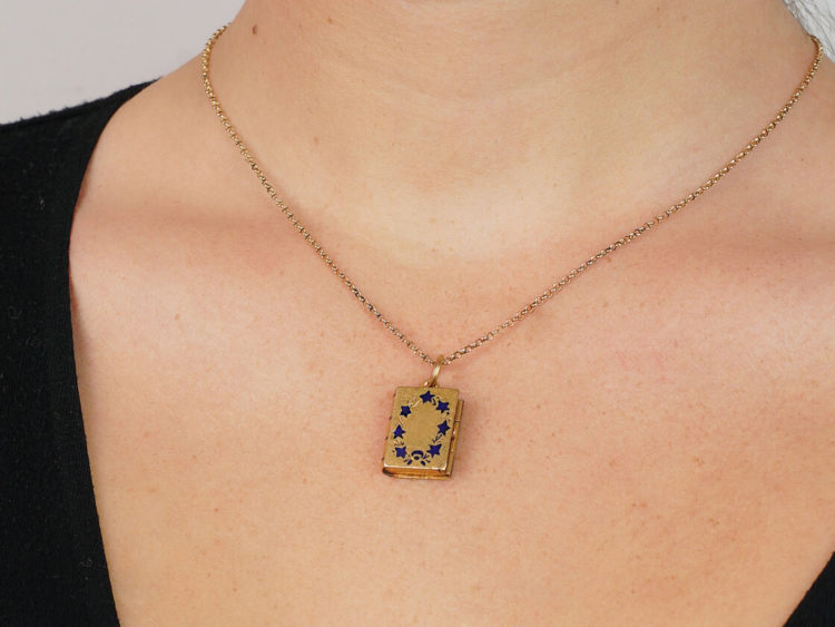 Victorian 18ct Gold & Blue Enamel Stanhope Locket