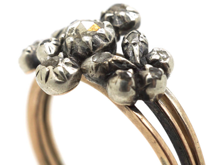 Georgian Triple Band Rose Diamond Opening Ring
