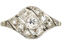 Art Deco Platinum & Diamond Twist Ring