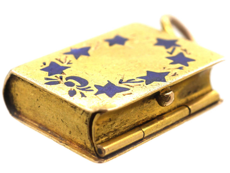 Victorian 18ct Gold & Blue Enamel Stanhope Locket