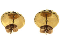 9ct Gold & Blue Chalcedony Round Earrings