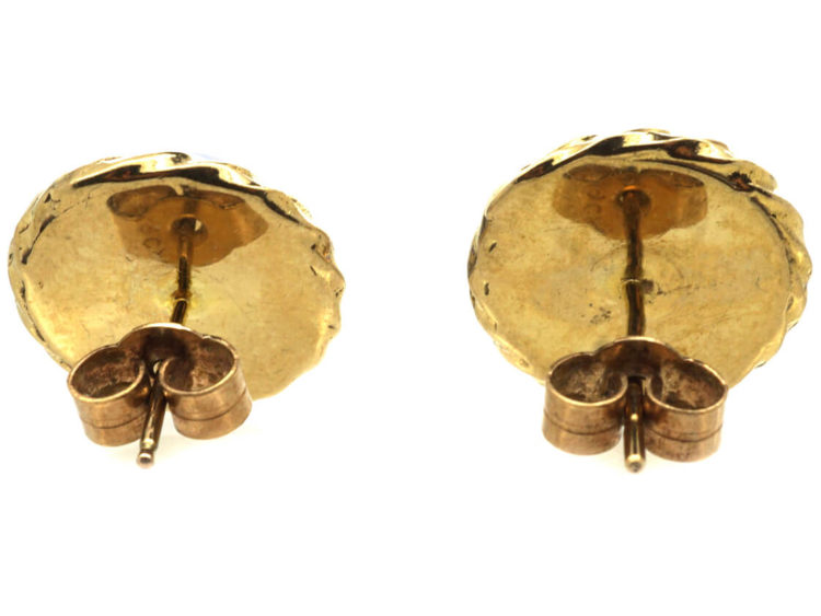 9ct Gold & Blue Chalcedony Round Earrings