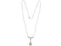 Edwardian 15ct Gold & Platinum Rose Diamond Pendant on Chain